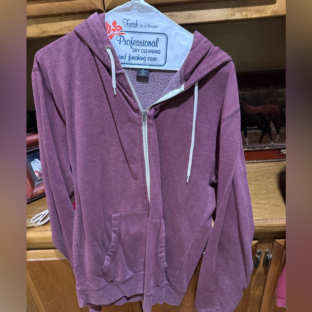 Maroon zip up hoodie- Tri Mountain- Small, unisex